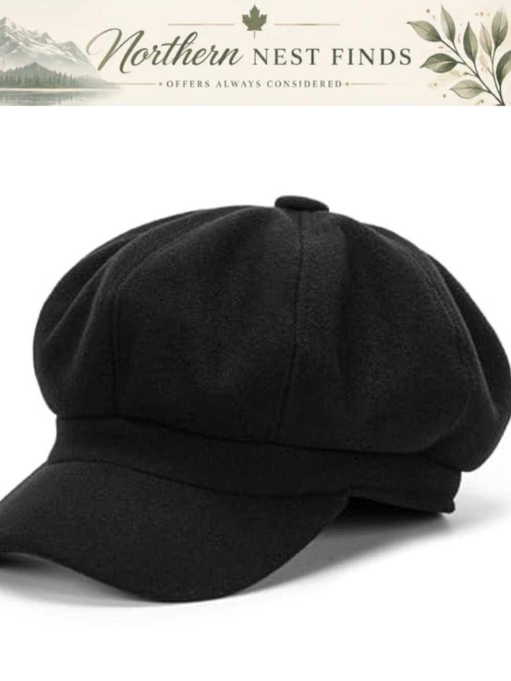 Women's Wool Blend Newsboy Cap 8-Panel Cabbie Hat Adjustable